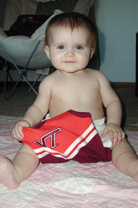 Look, my cousin Chris got me a new diaper! I think I'll wear it under my jayhawk outfit for the big game.