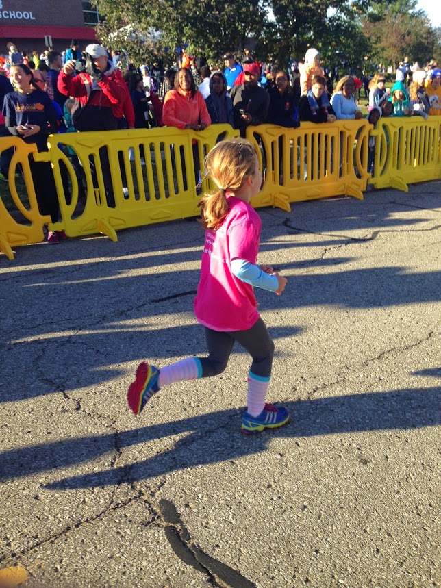 Molly finishing the Jared Coones Pumpkin Run!
